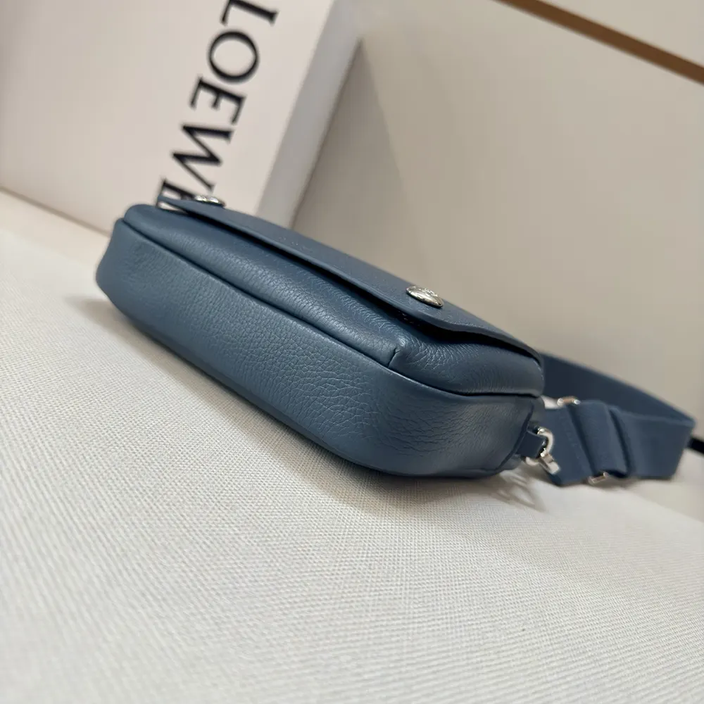 Loewe Unisex Small Pebble Messenger Bag in Supple Grained Calfskin-Navy - image 5