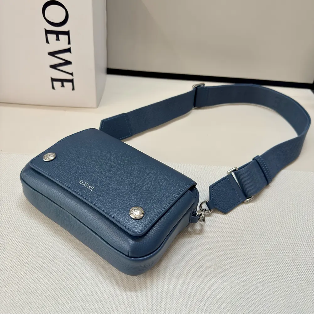 Loewe Unisex Small Pebble Messenger Bag in Supple Grained Calfskin-Navy - image 6
