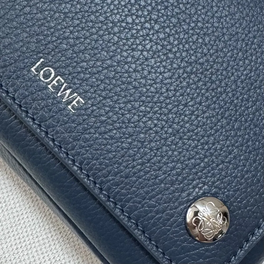 Loewe Unisex Small Pebble Messenger Bag in Supple Grained Calfskin-Navy - image 9