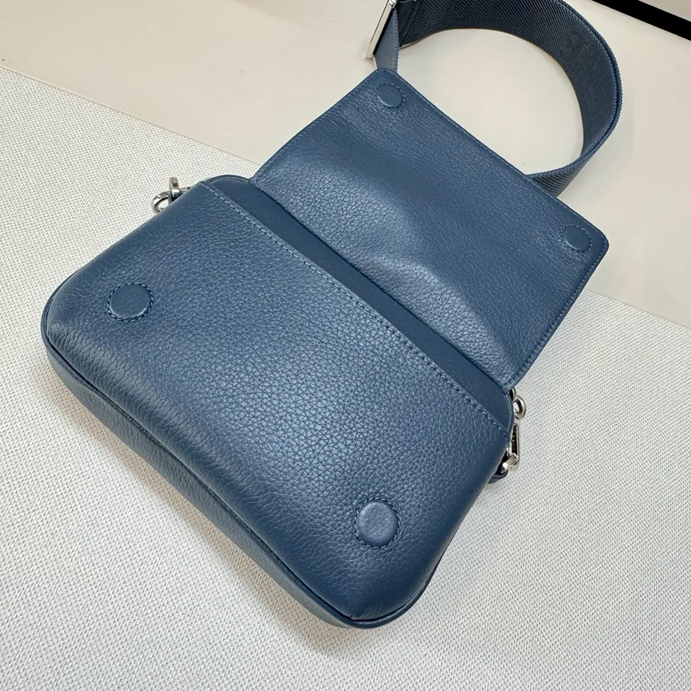 Loewe Unisex Small Pebble Messenger Bag in Supple Grained Calfskin-Navy - image 7