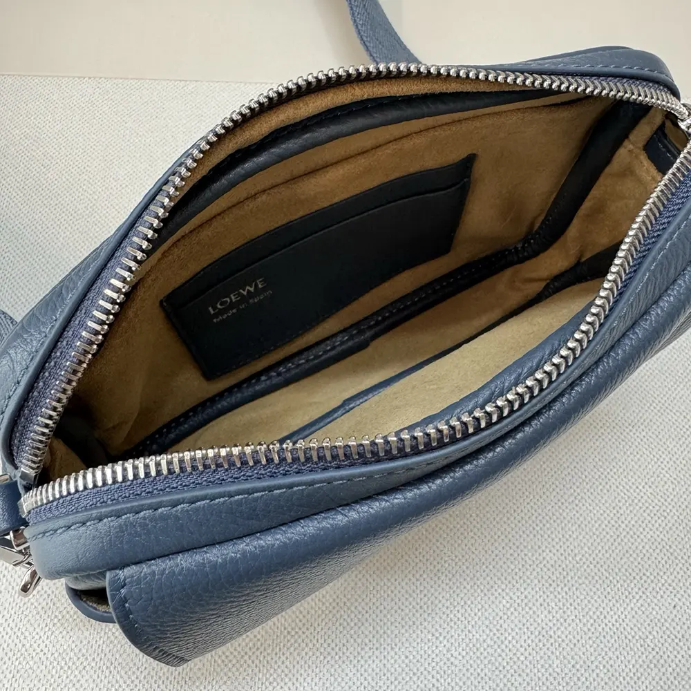 Loewe Unisex Small Pebble Messenger Bag in Supple Grained Calfskin-Navy - image 8
