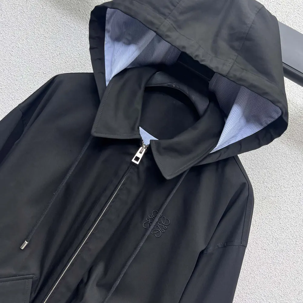 Loewe Men Hooded Parka in Cotton-Black - image 6