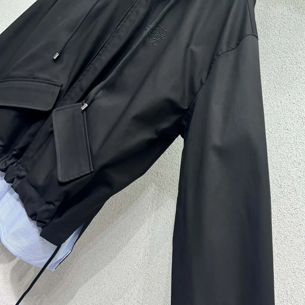 Loewe Men Hooded Parka in Cotton-Black - image 9