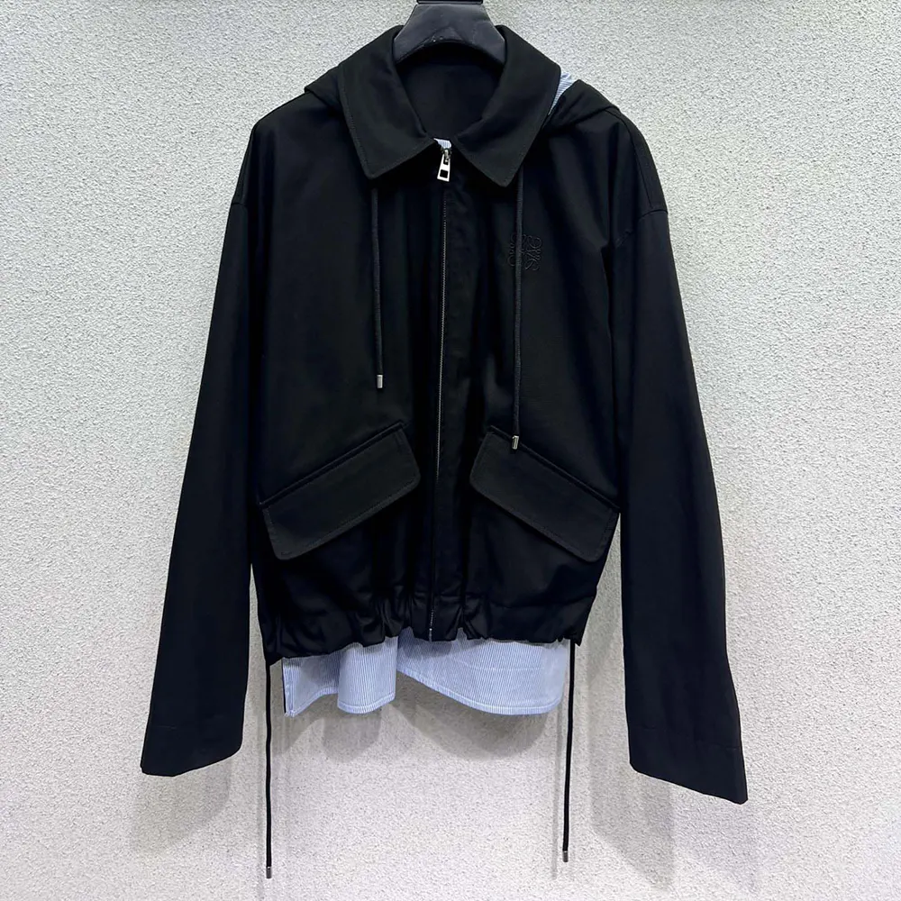 Loewe Men Hooded Parka in Cotton-Black - image 4