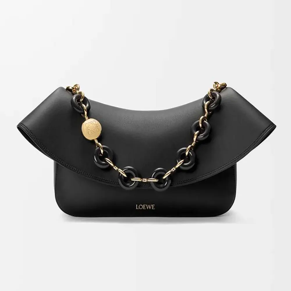 Front view of Loewe Women Medium Ola Bag in Smooth Calfskin-Black