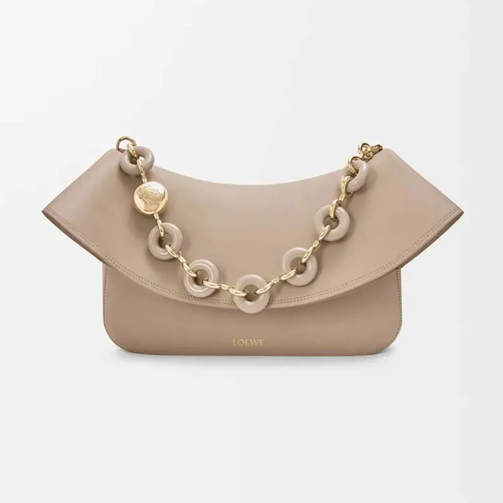 Front view of Loewe Women Medium Ola Bag in Smooth Calfskin-Sandy