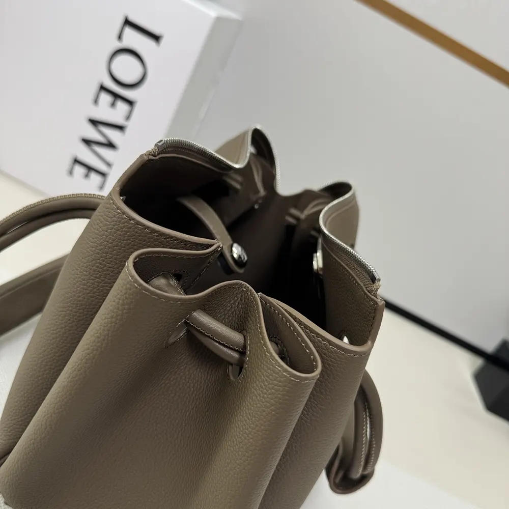 Loewe Women Small Madrid Bag in Supple Grained Calfskin-Gray - image 9