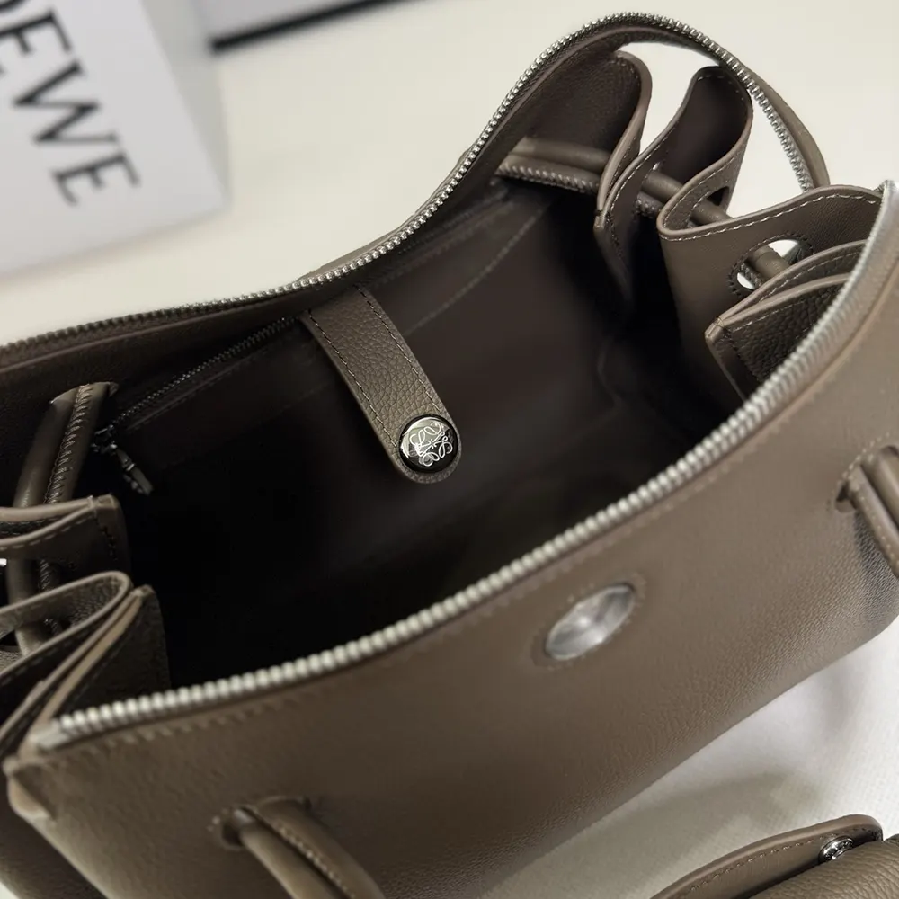 Loewe Women Small Madrid Bag in Supple Grained Calfskin-Gray - image 8