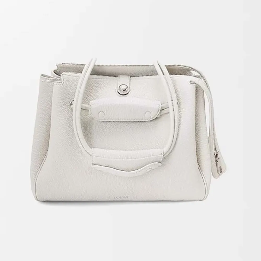 Front view of Loewe Women Small Madrid Bag in white calfskin