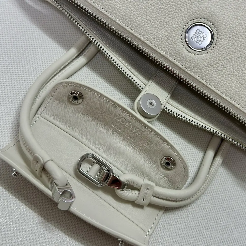 Loewe Women Small Madrid Bag in Supple Grained Calfskin-White - image 9