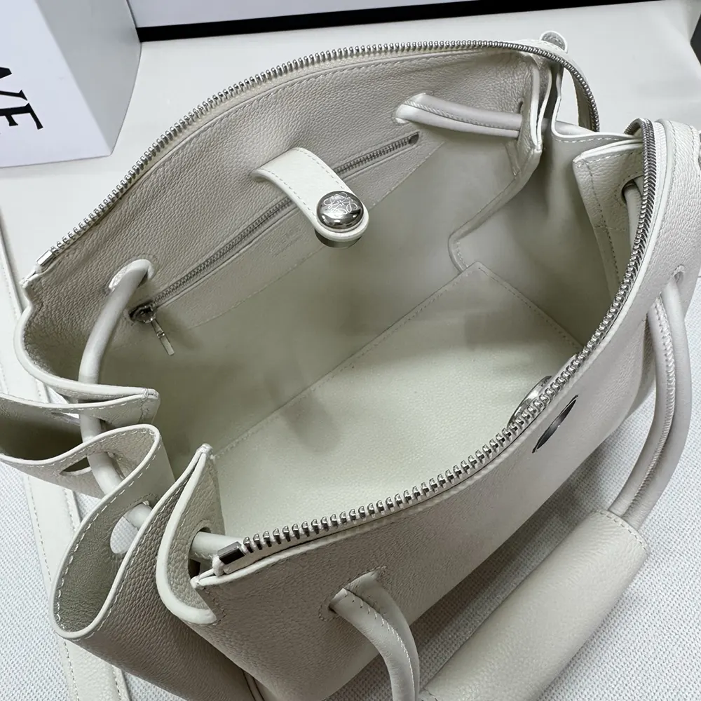 Loewe Women Small Madrid Bag in Supple Grained Calfskin-White - image 7