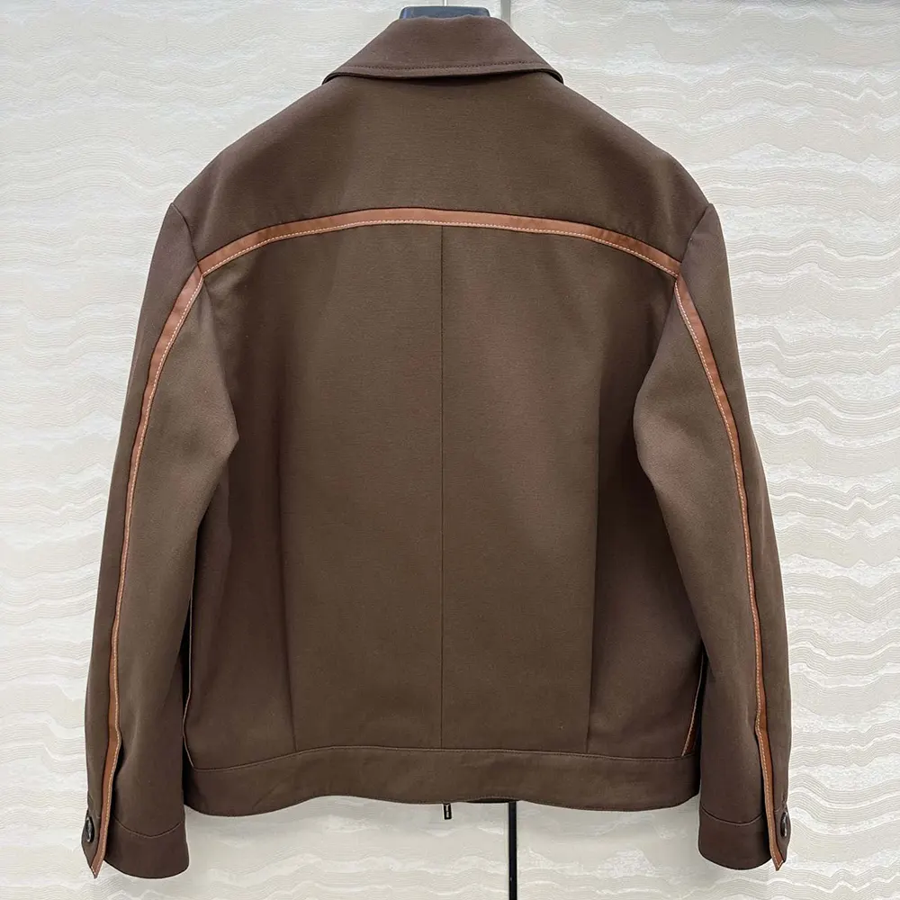 Side profile showing silhouette and silver hardware on Miu Miu Women Jacquard Canvas Blouson Jacket