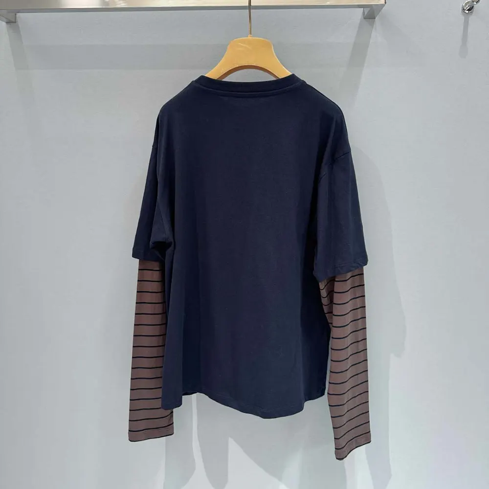 Side angle showing slim fit of Miu Miu Women Long-sleeved Jersey T-shirt
