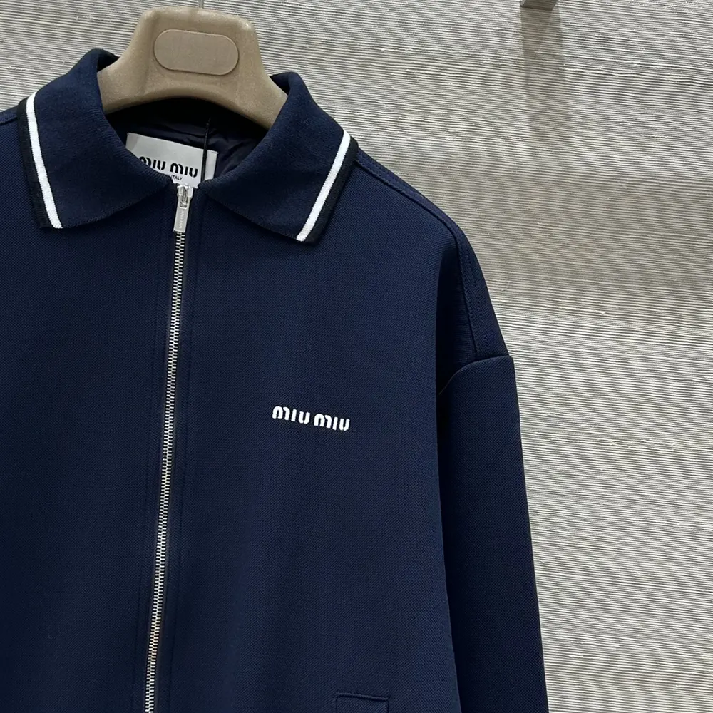 Miu Miu Women Bonded Piqué and Technical Jersey Blouson Jacket - image 6