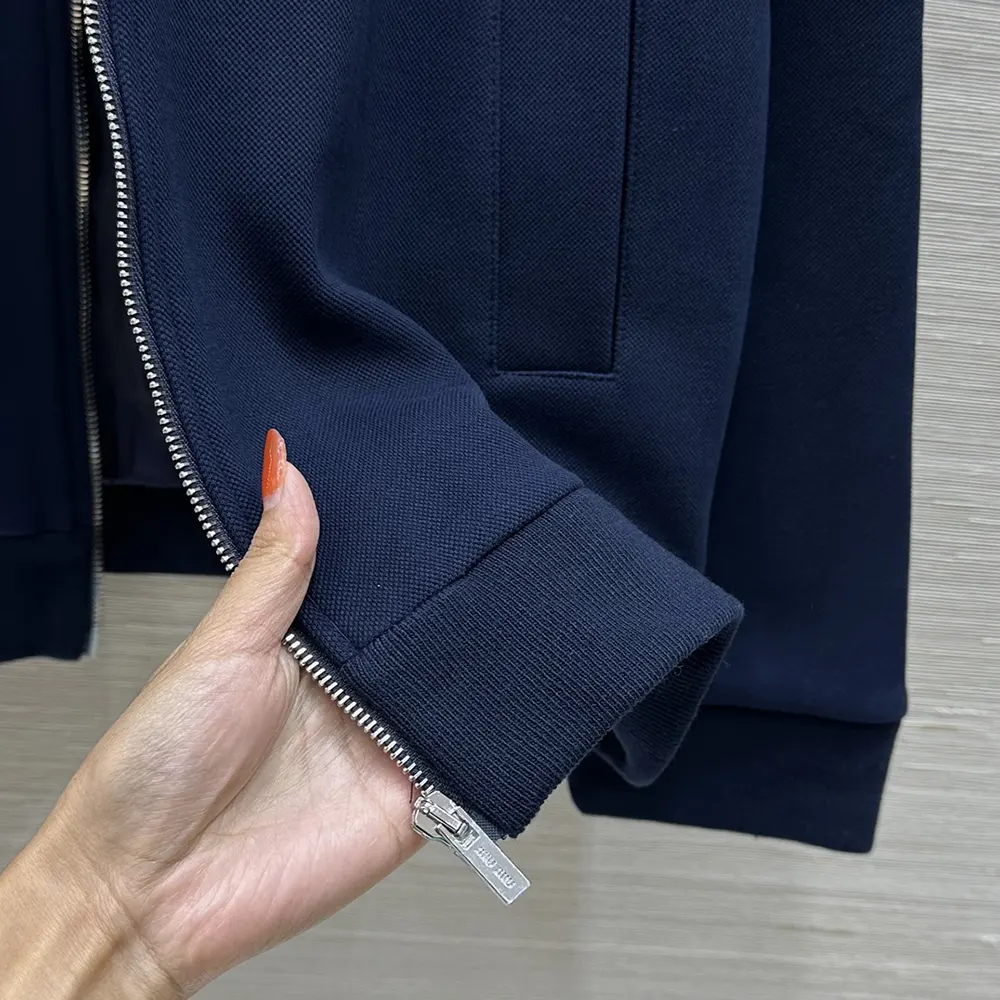 Miu Miu Women Bonded Piqué and Technical Jersey Blouson Jacket - image 8
