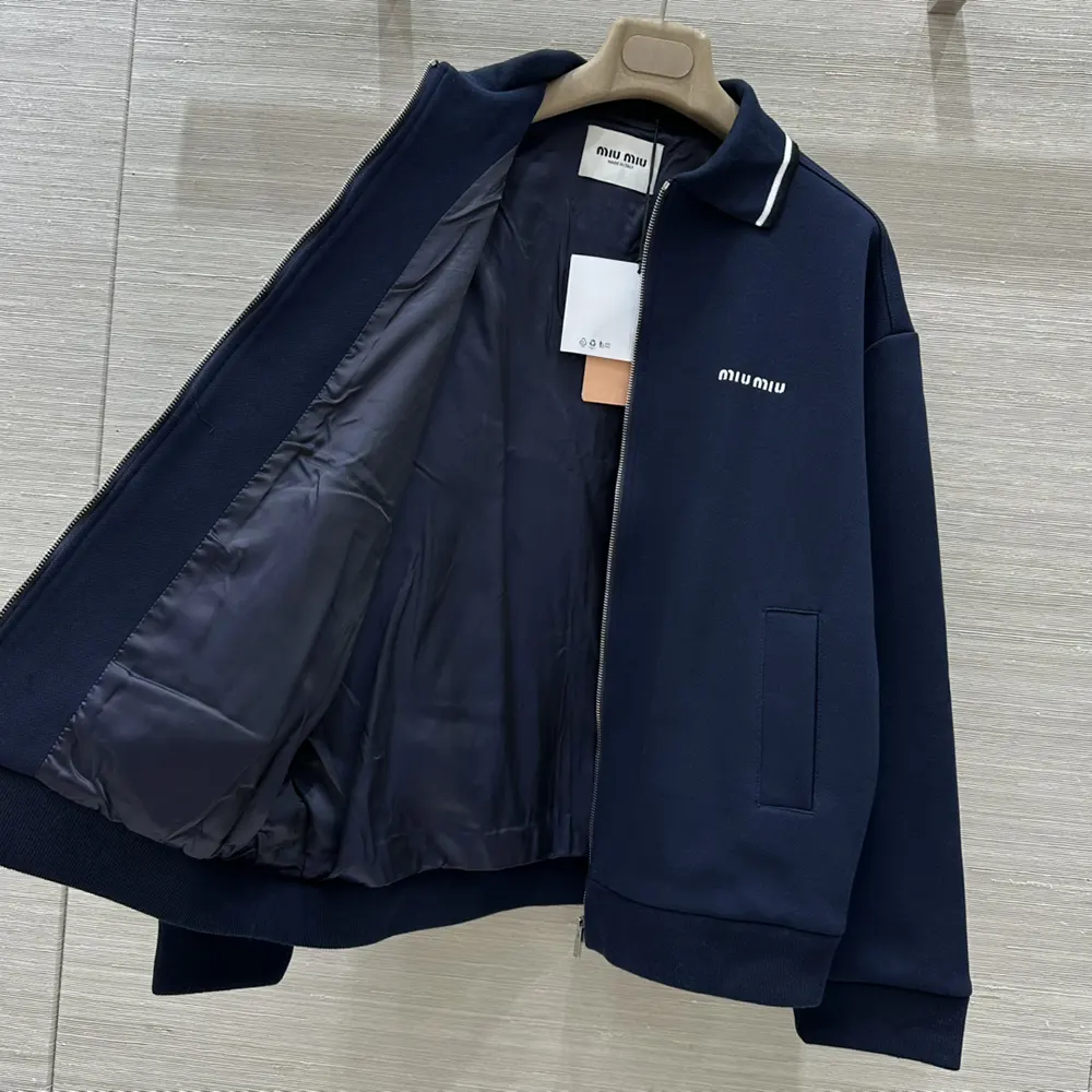 Miu Miu Women Bonded Piqué and Technical Jersey Blouson Jacket - image 4