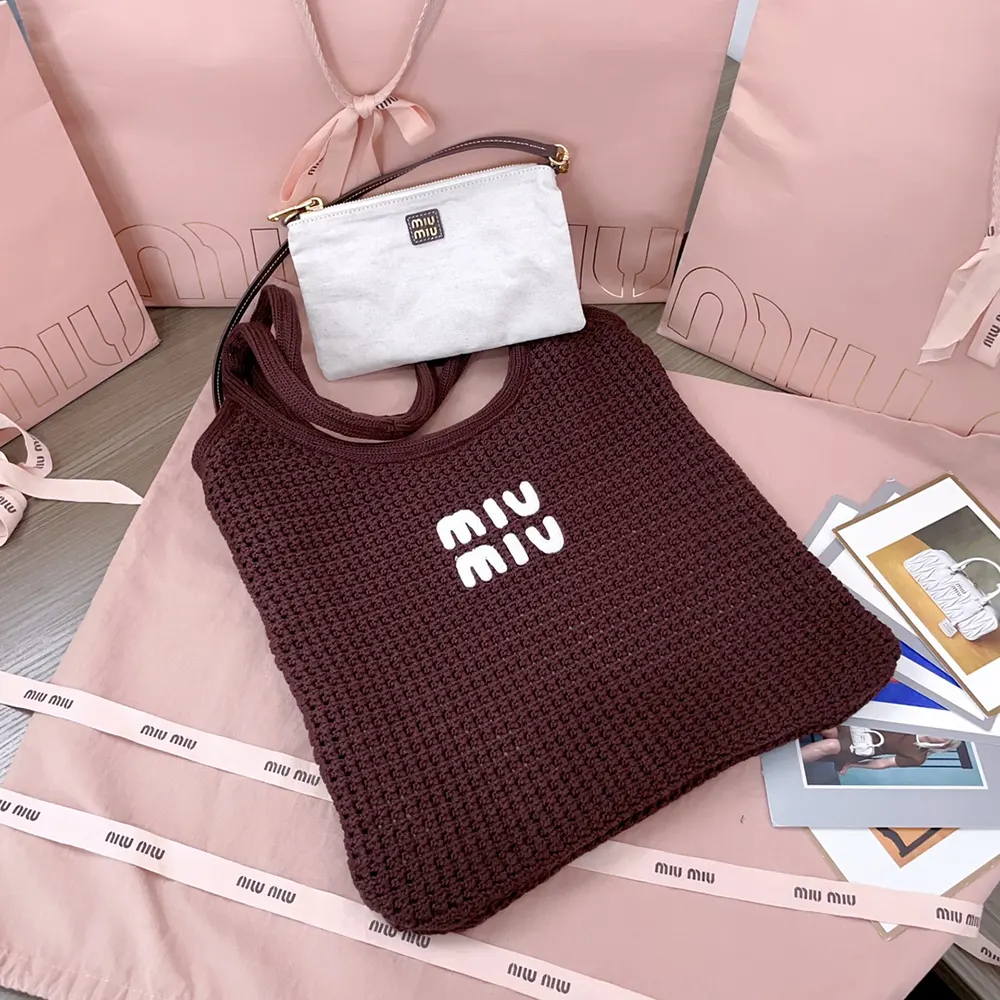 Miu Miu Women Ivy Raffia-Effect Woven Tote Bag - image 5