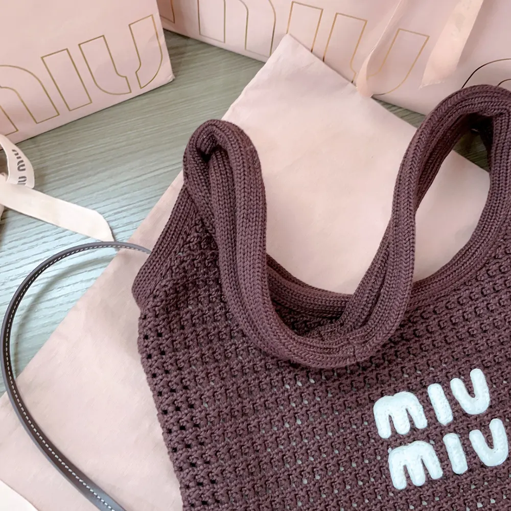 Miu Miu Women Ivy Raffia-Effect Woven Tote Bag - image 8