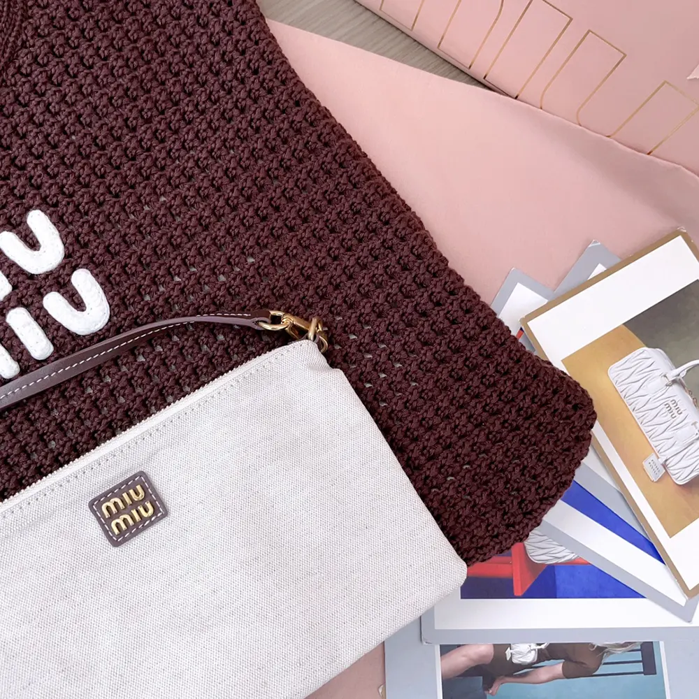 Miu Miu Women Ivy Raffia-Effect Woven Tote Bag - image 7