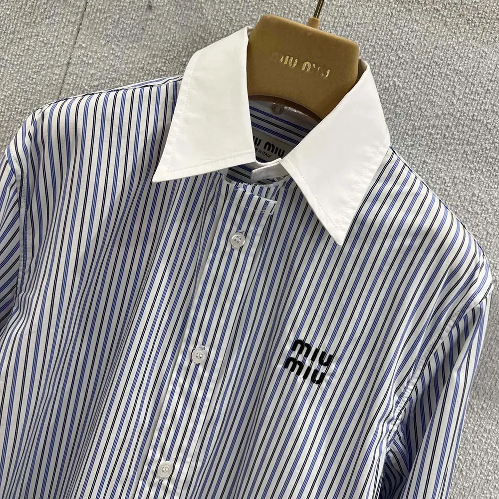 Miu Miu Women Striped Poplin Shirt - image 4