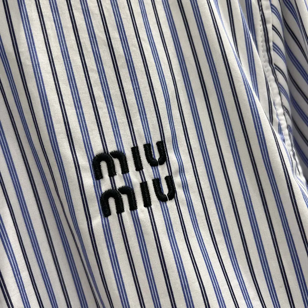 Miu Miu Women Striped Poplin Shirt - image 9