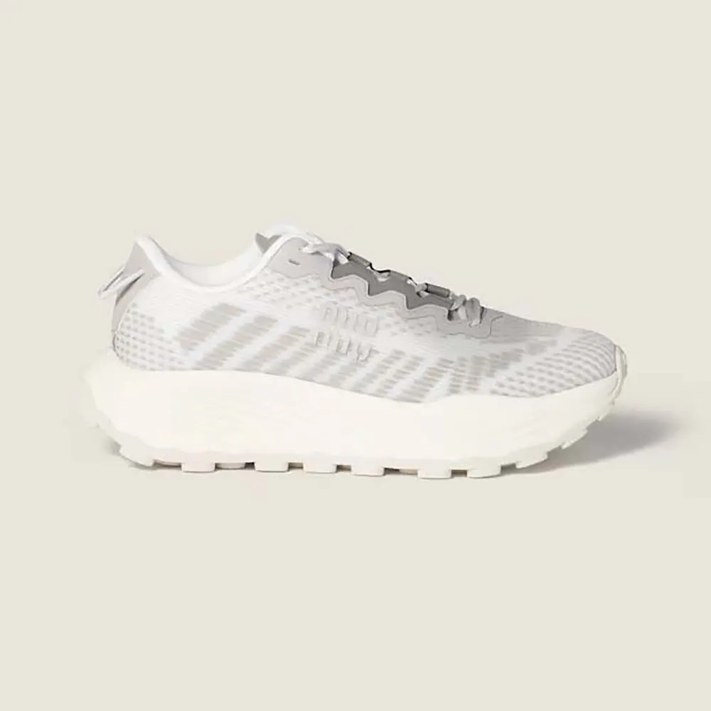 Side profile of Miu Miu Women Technical Fabric Sneakers-Silver showing silhouette