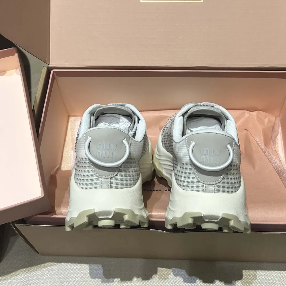 Miu Miu Women Technical Fabric Sneakers-Silver - image 8