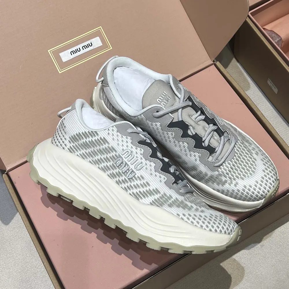 Miu Miu Women Technical Fabric Sneakers-Silver - image 7