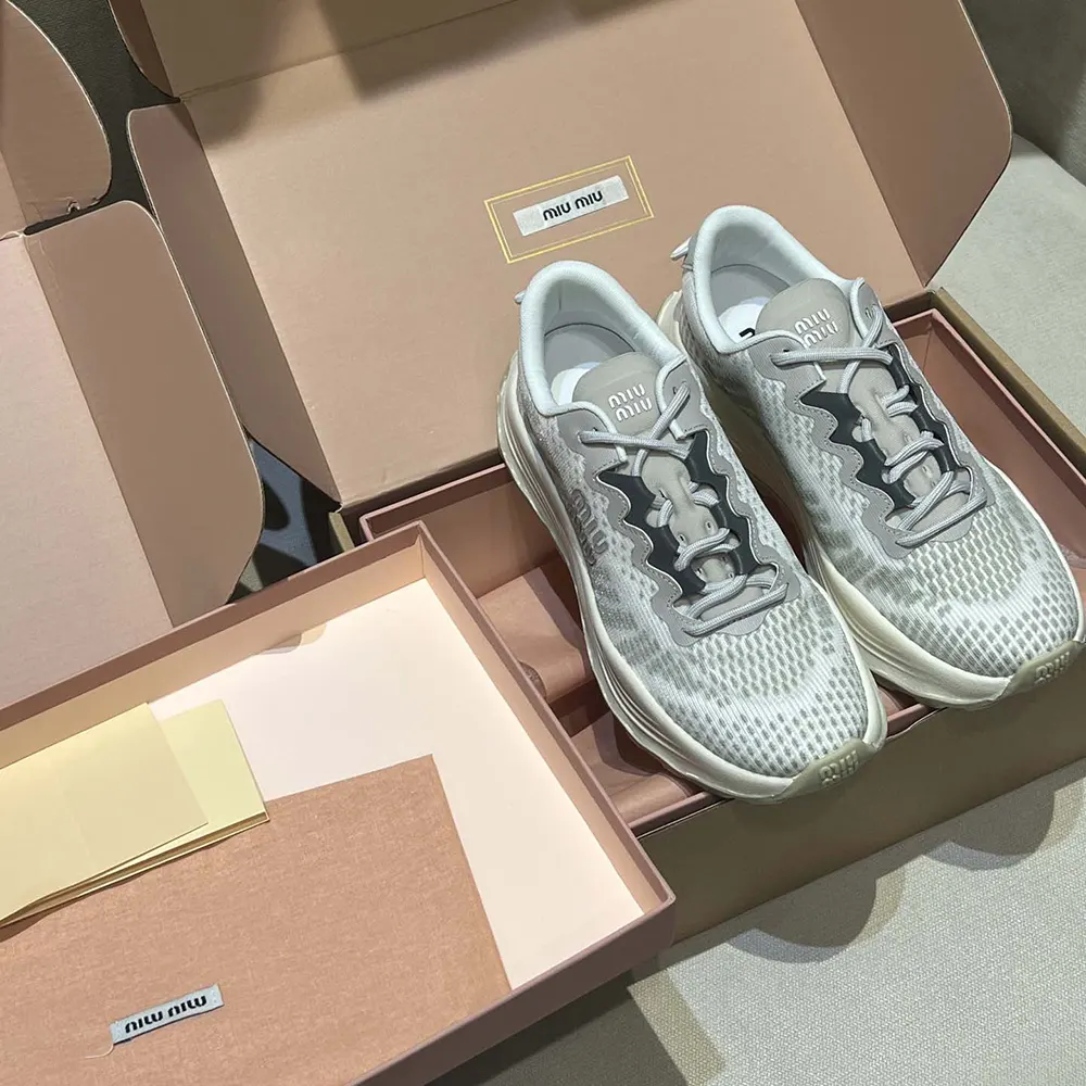 Miu Miu Women Technical Fabric Sneakers-Silver - image 4