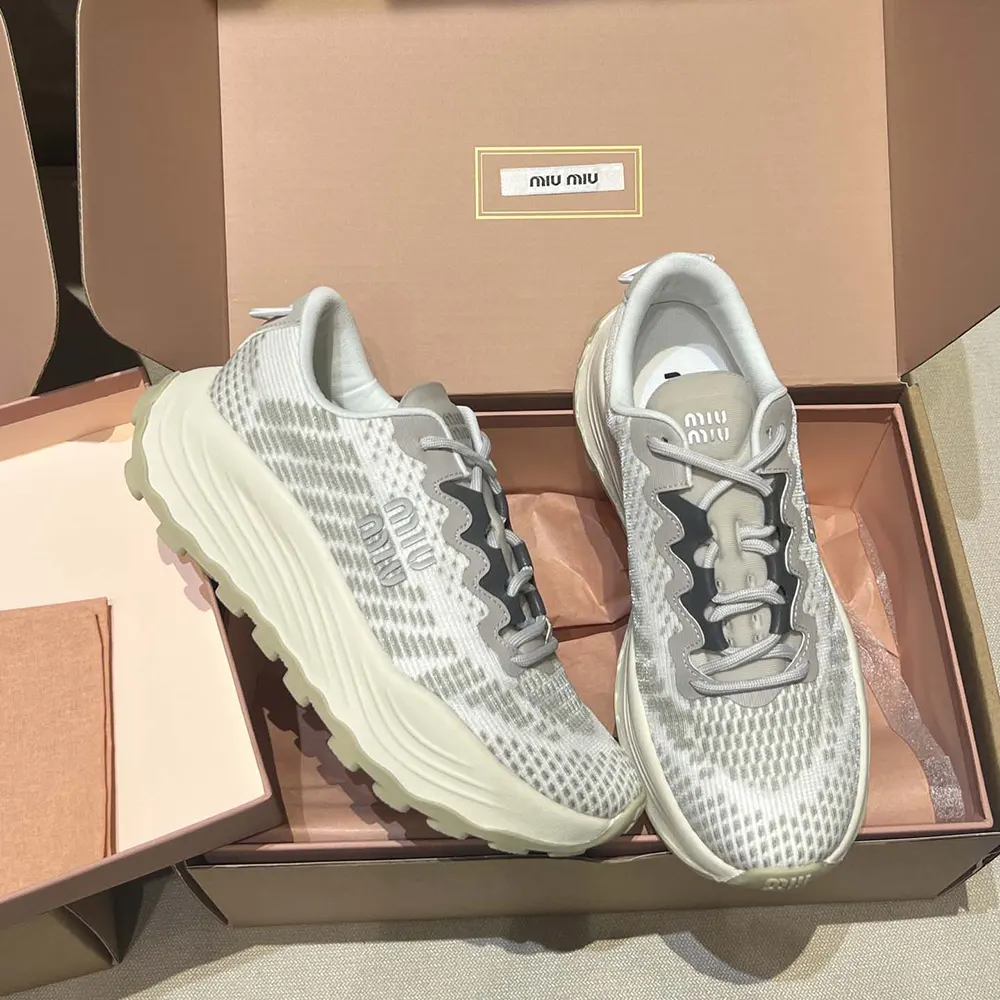 Miu Miu Women Technical Fabric Sneakers-Silver - image 5