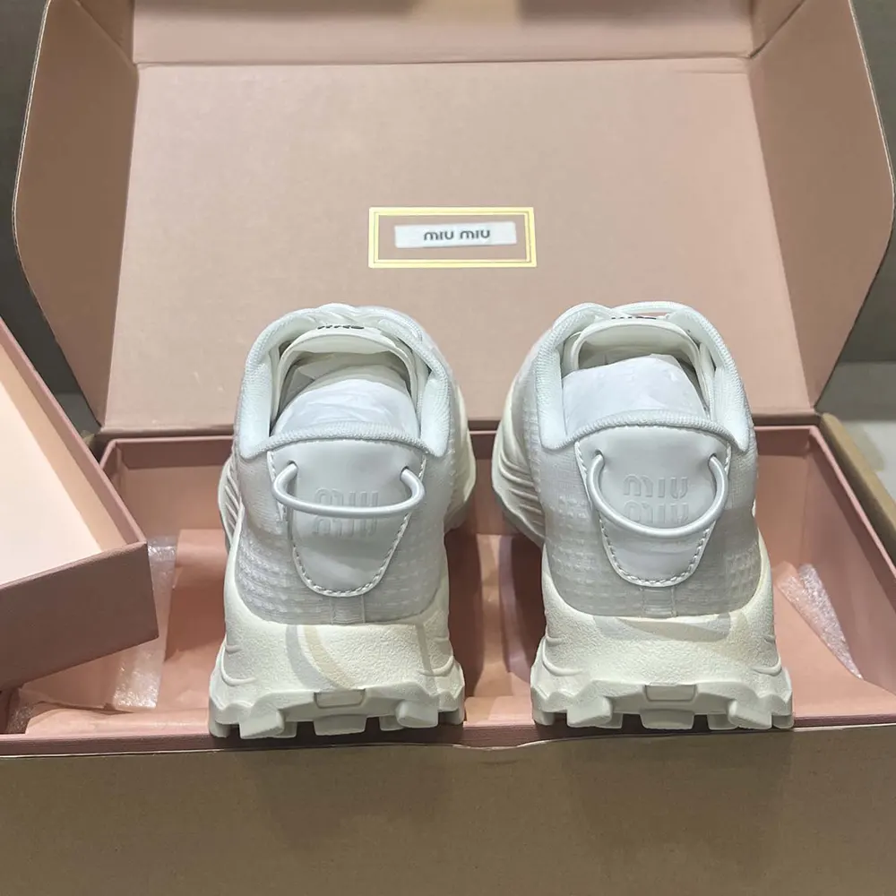 Miu Miu Women Technical Fabric Sneakers-White - image 5