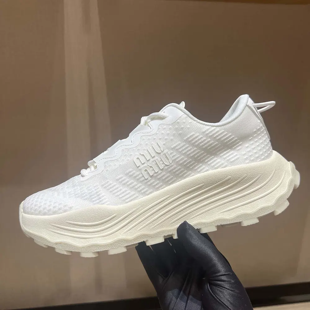 Miu Miu Women Technical Fabric Sneakers-White - image 8
