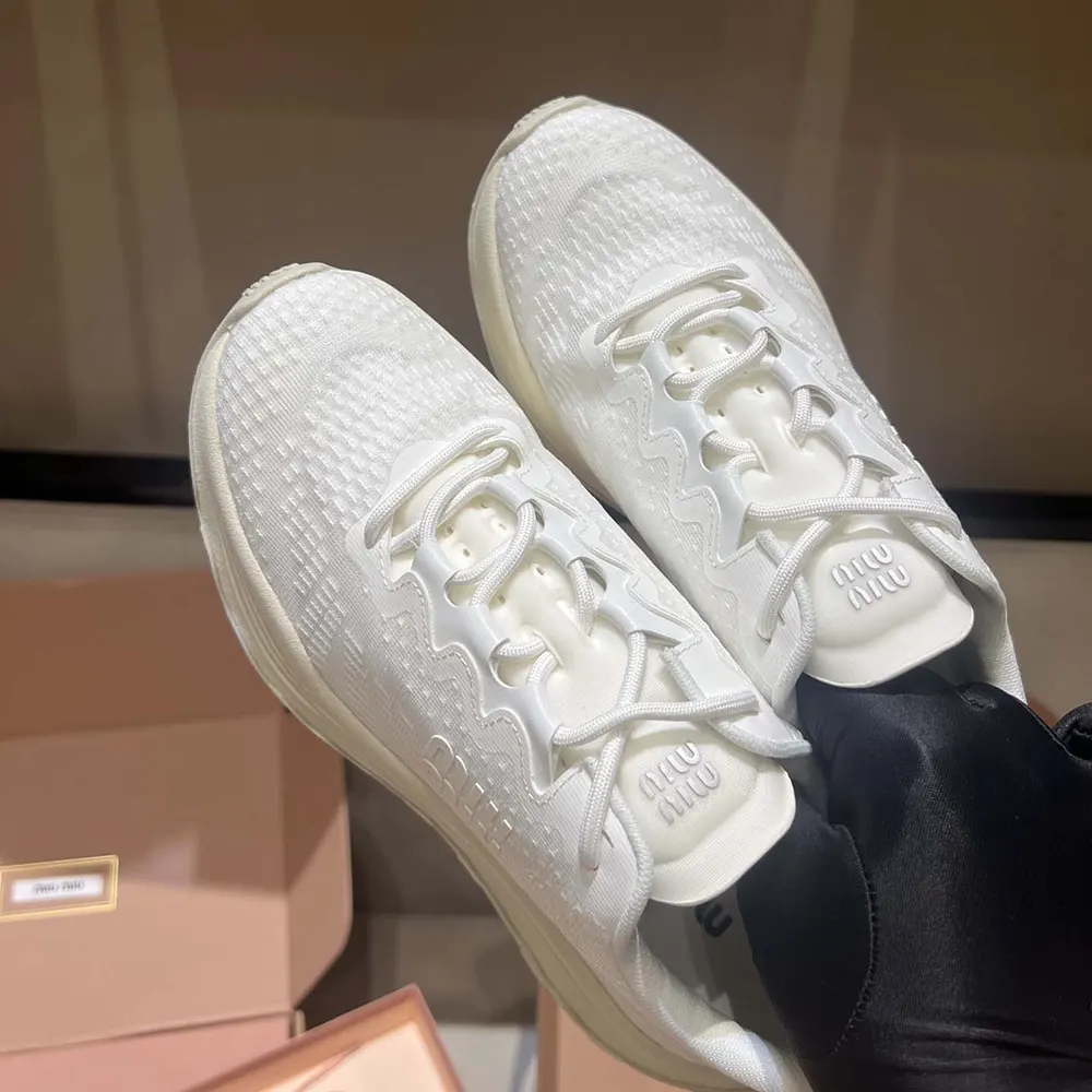 Miu Miu Women Technical Fabric Sneakers-White - image 6