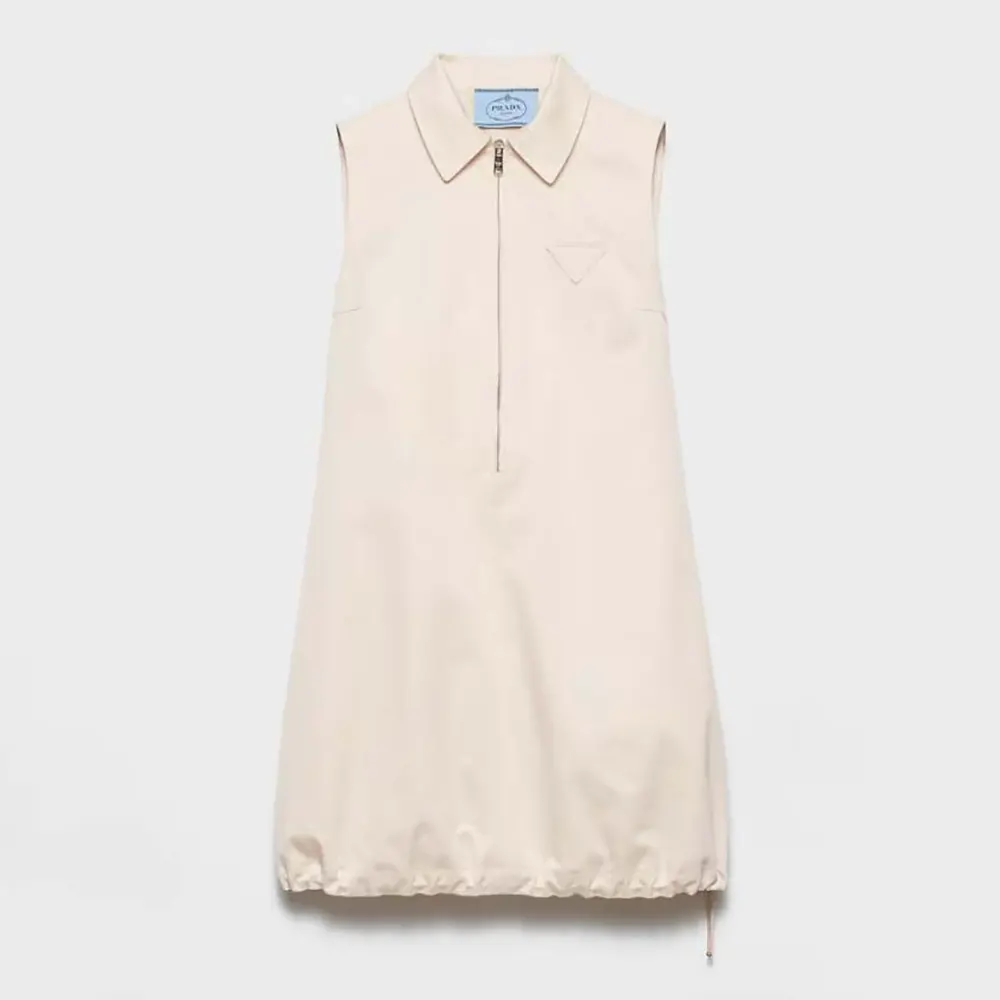 Front view of Prada Women Chino Mini-dress in white cotton