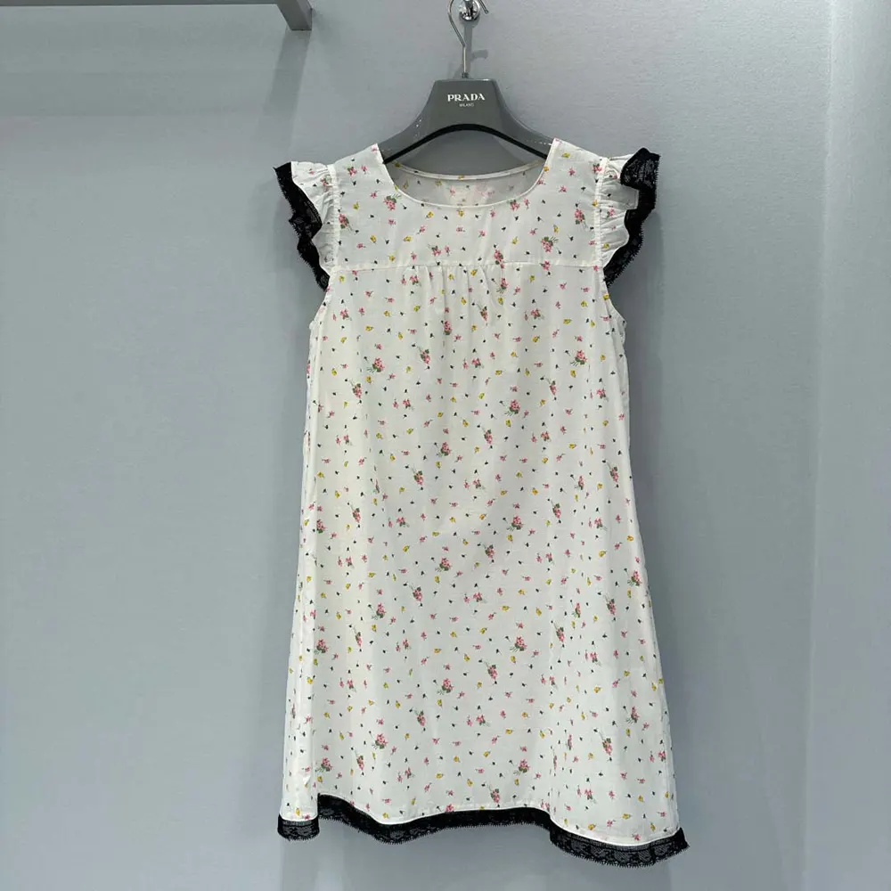 Prada Women Floral Print Cotton Batiste Mini-dress - image 4
