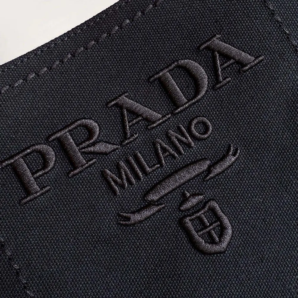 Prada Women Jardinière Small Cotton Canvas Handbag-Black - image 7