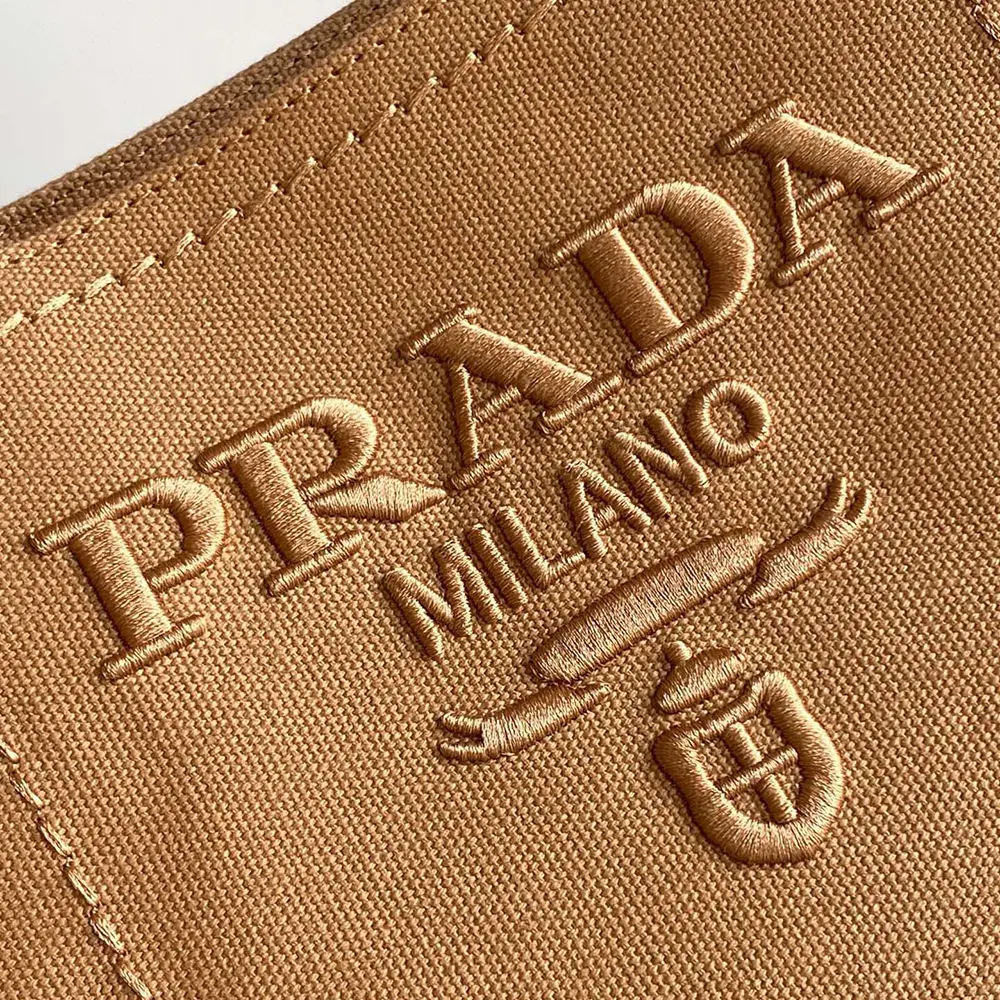 Prada Women Jardinière Small Cotton Canvas Handbag-Brown - image 9