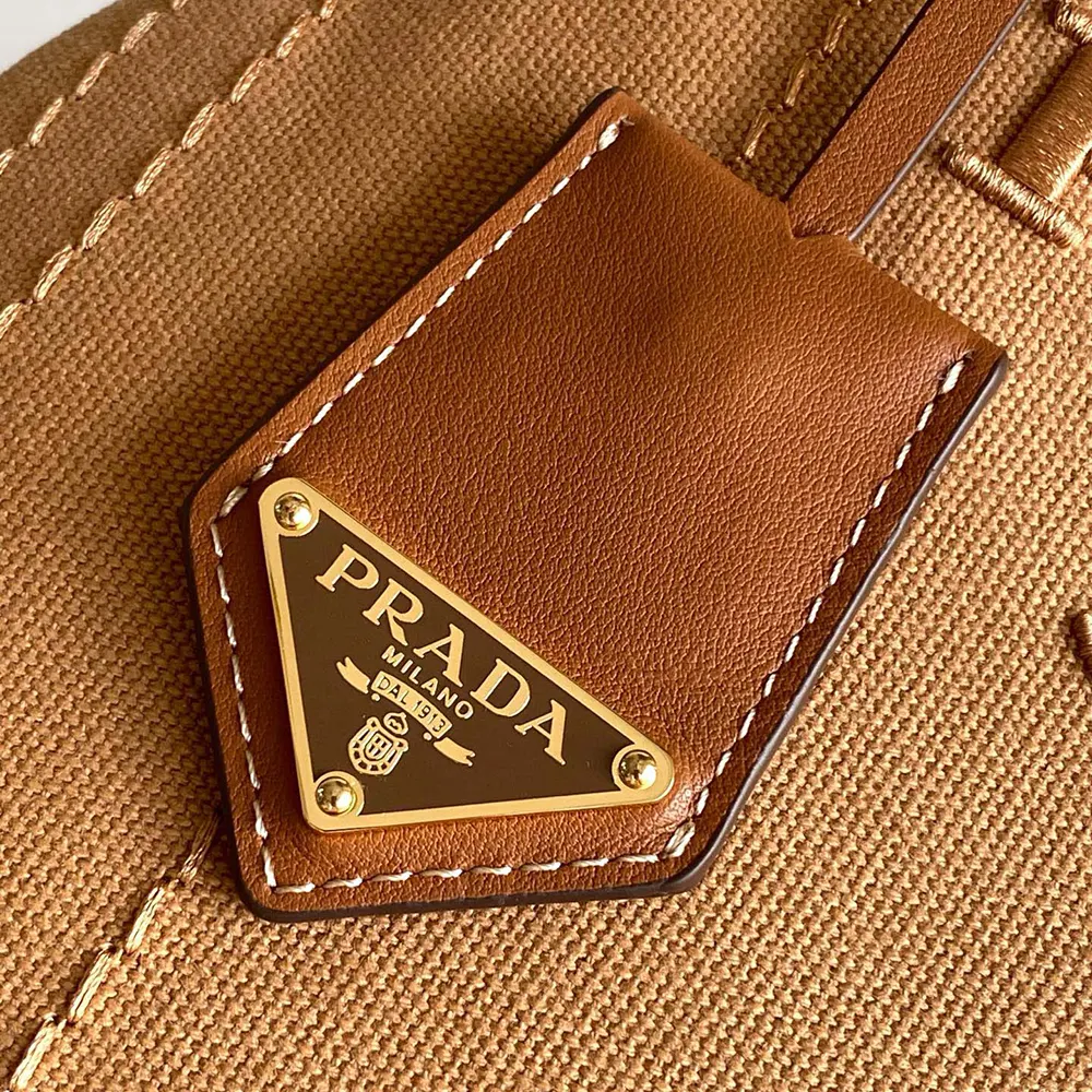 Prada Women Jardinière Small Cotton Canvas Handbag-Brown - image 8