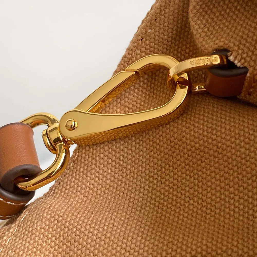 Prada Women Jardinière Small Cotton Canvas Handbag-Brown - image 7