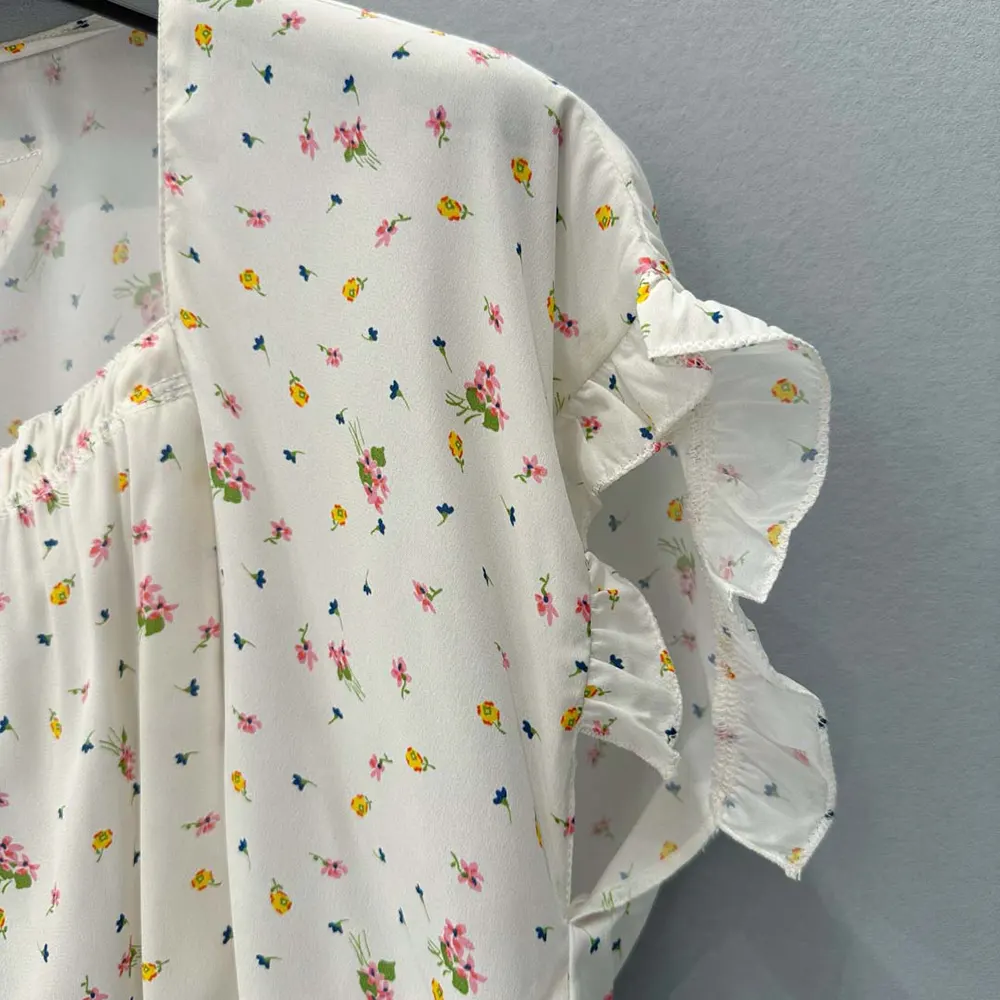 Prada Women Short-sleeved Floral Print Pongé Crop Top - image 6