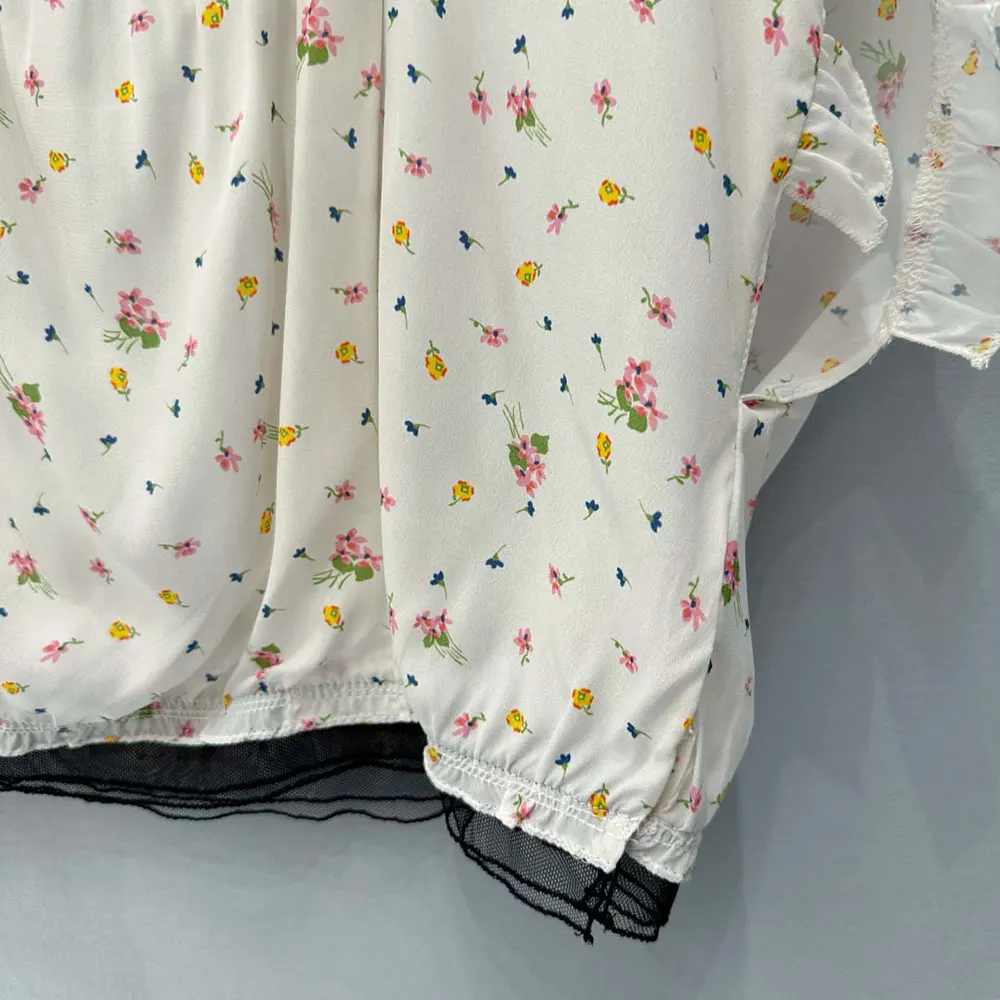 Prada Women Short-sleeved Floral Print Pongé Crop Top - image 5