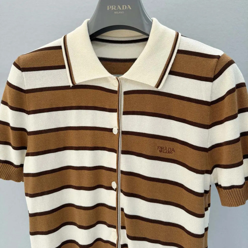Prada Women Short-sleeved Striped Cotton Cardigan - image 5