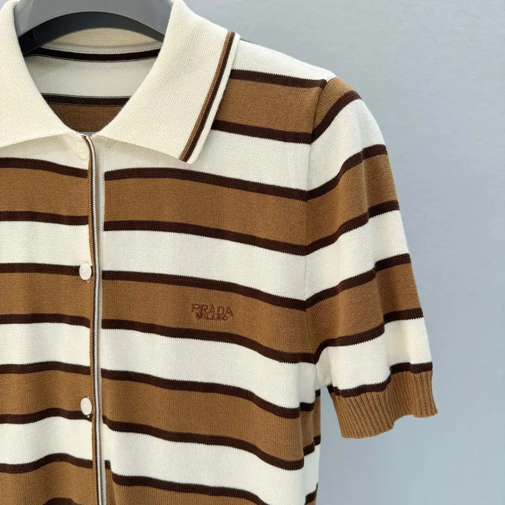 Prada Women Short-sleeved Striped Cotton Cardigan - image 6