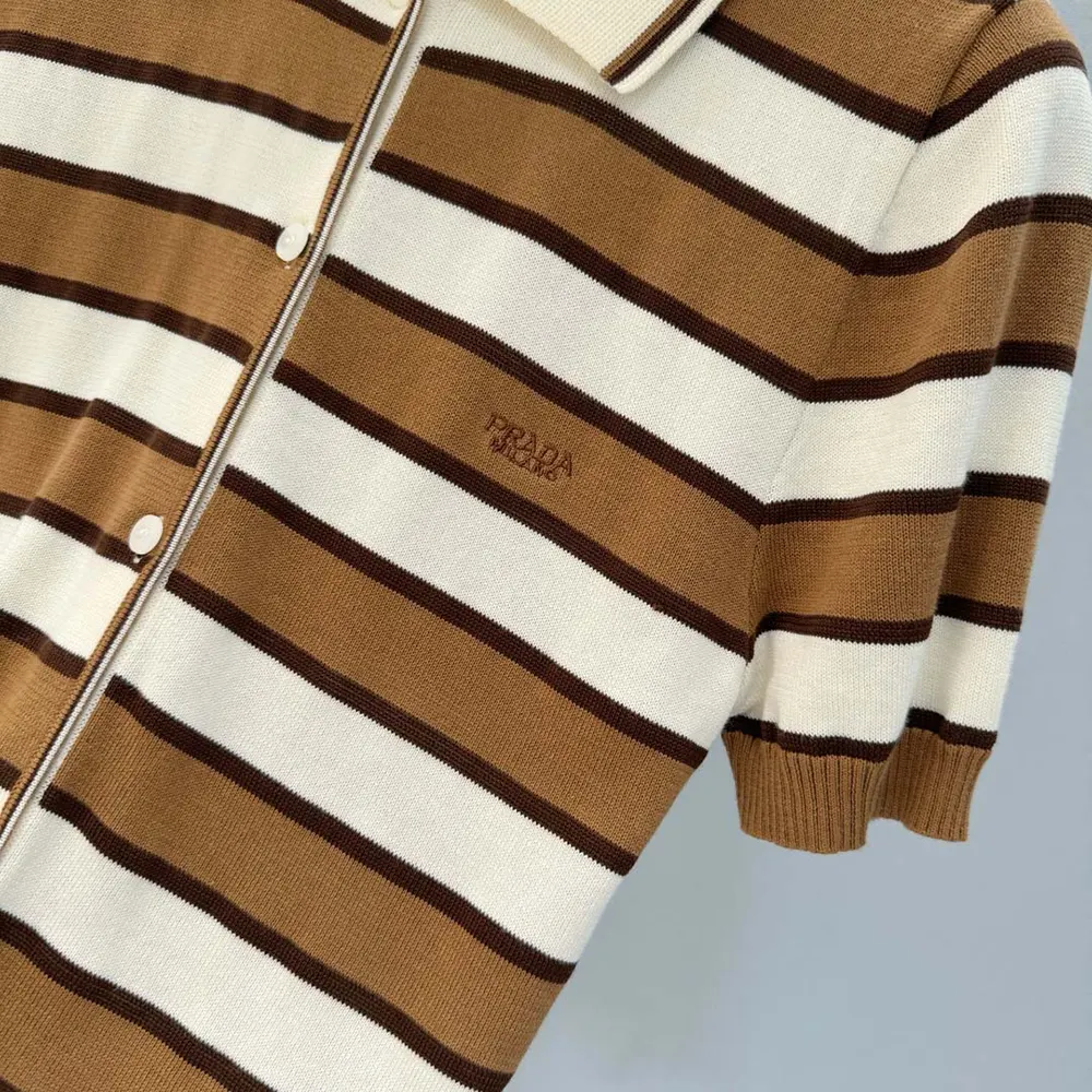 Prada Women Short-sleeved Striped Cotton Cardigan - image 8