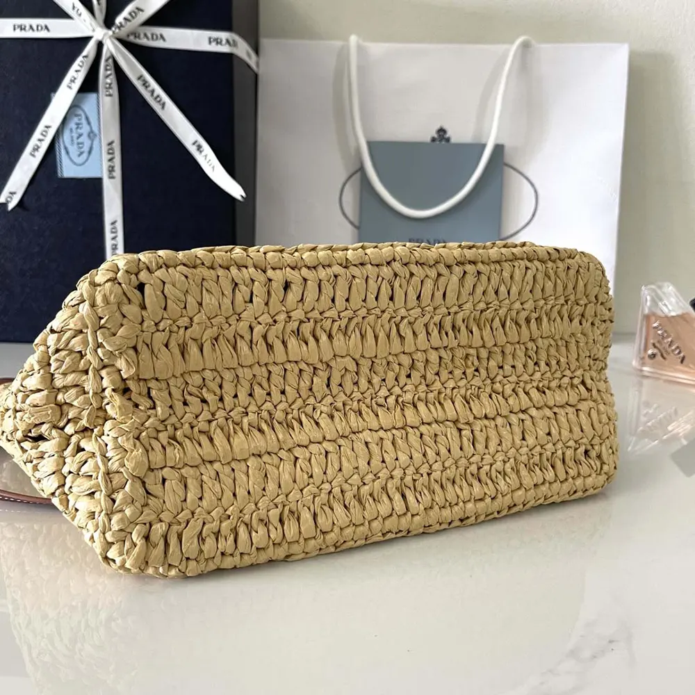 Prada Women Small Crochet and Leather Tote Bag - image 16