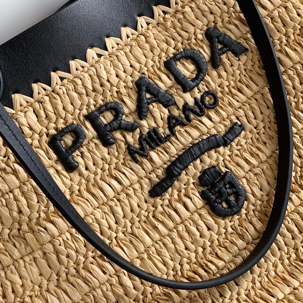 Prada Women Small Crochet and Leather Tote Bag - image 9