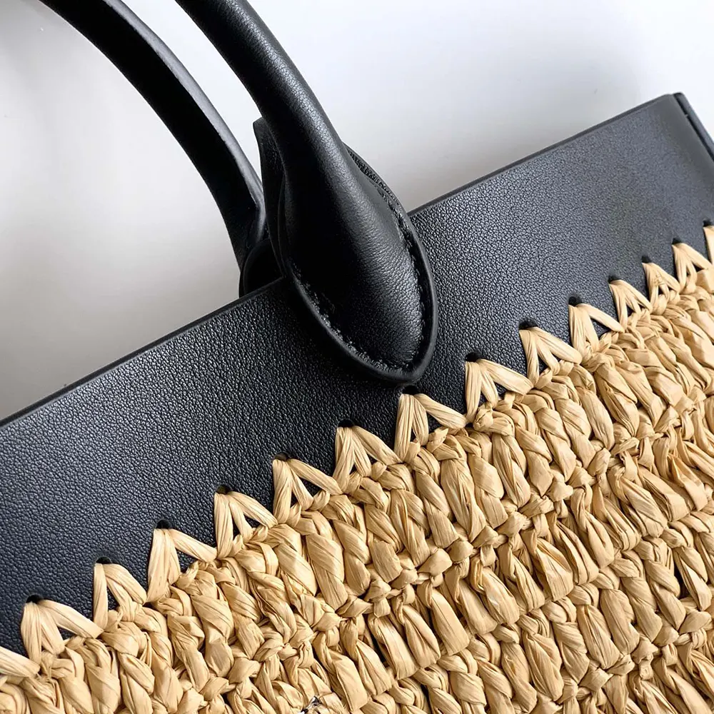 Prada Women Small Crochet and Leather Tote Bag - image 7