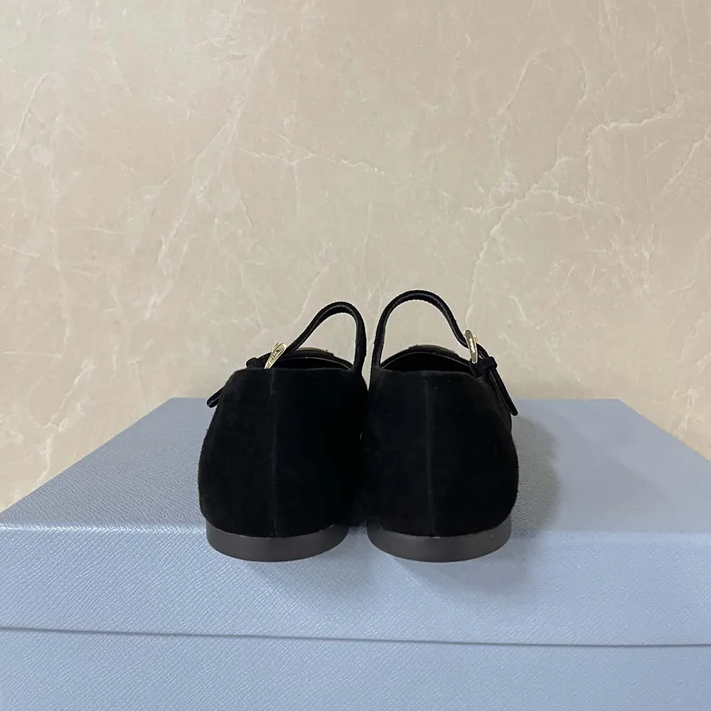 Prada Women Suede Ballerinas-Black - image 6
