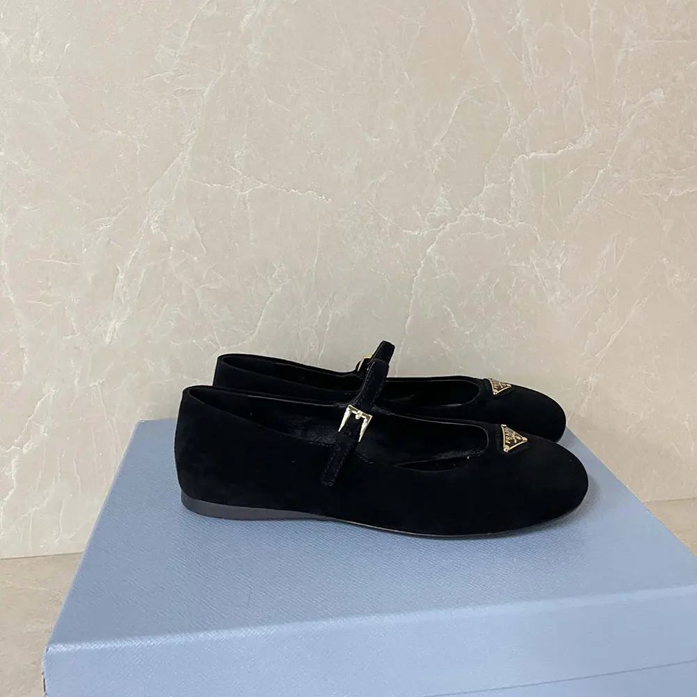 Prada Women Suede Ballerinas-Black - image 5