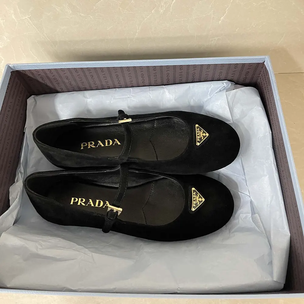 Prada Women Suede Ballerinas-Black - image 10